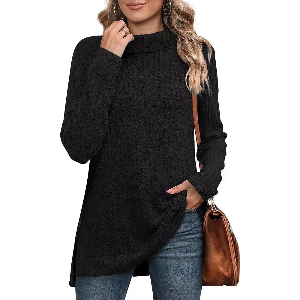 Effen herfst dames oversized coltrui truien lange mouwen