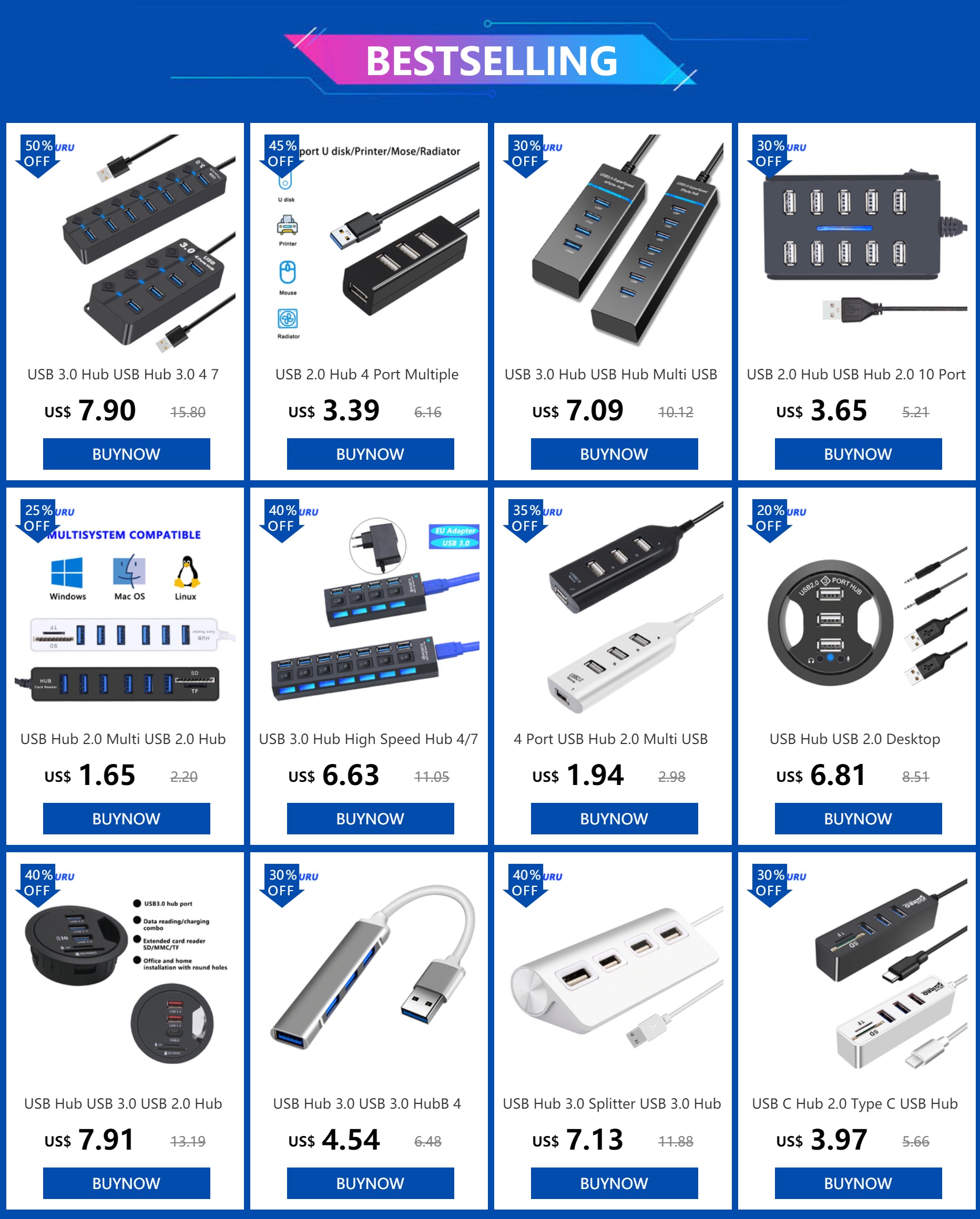 USB Hub 3.0 Hub USB 3 USB 2.0 Multi USB Splitter Stroomadapter 4 7 Poorten Meerdere