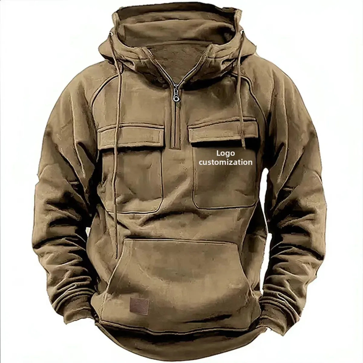 Men s Hoodie Sweatshirt Autumn Winter European Size Multi Pocket Customizable