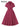 Tonval Fuchsia Solid Raglan Sleeve Buttons Elegant Dress Women Turn Down