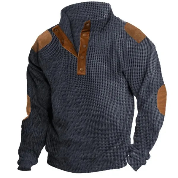 Men s Outdoor Jacket 3D Digital Print Casual Collar Long Sleeve Four Button Sweatshirt Loose Fit