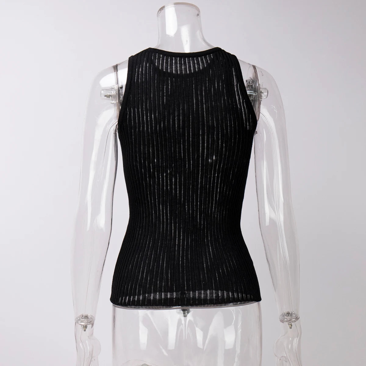 Bornladies Fashion Witte Wol Doorschijnende Dames Tanks Tops Outfit Mouwloos