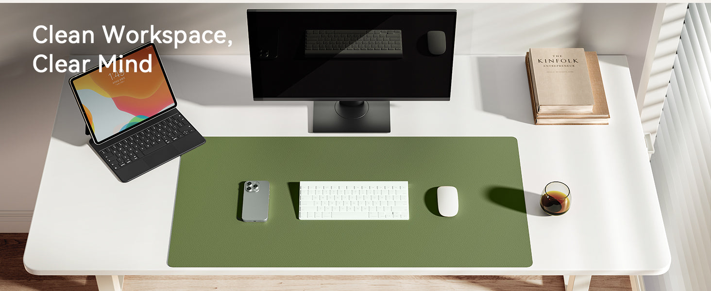 Leren bureau-onderlegger, computermat voor bureau, grote muismat en toetsenbordmat, bureaubeschermer voor kantoor