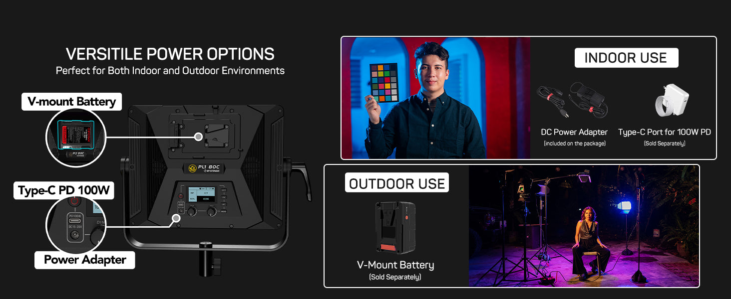 Ifootage Rgbw LED Video Light, LED Panel Light with U Bracket, 7200 Lux 1m 2700k 6500k CRI 96 Tlci