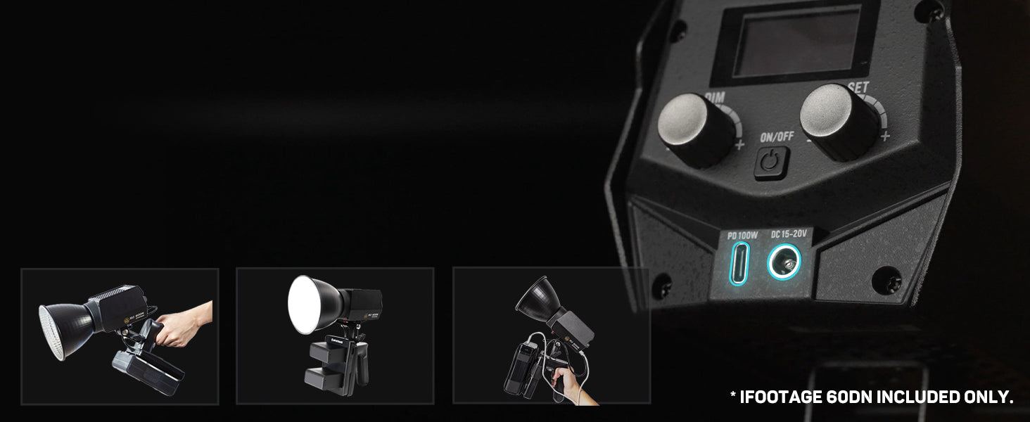 Ifootage COB Video Light SL1 60dn, CRI 98 Tlci 99 12200 LM, 70W COB Continuous Video Light with