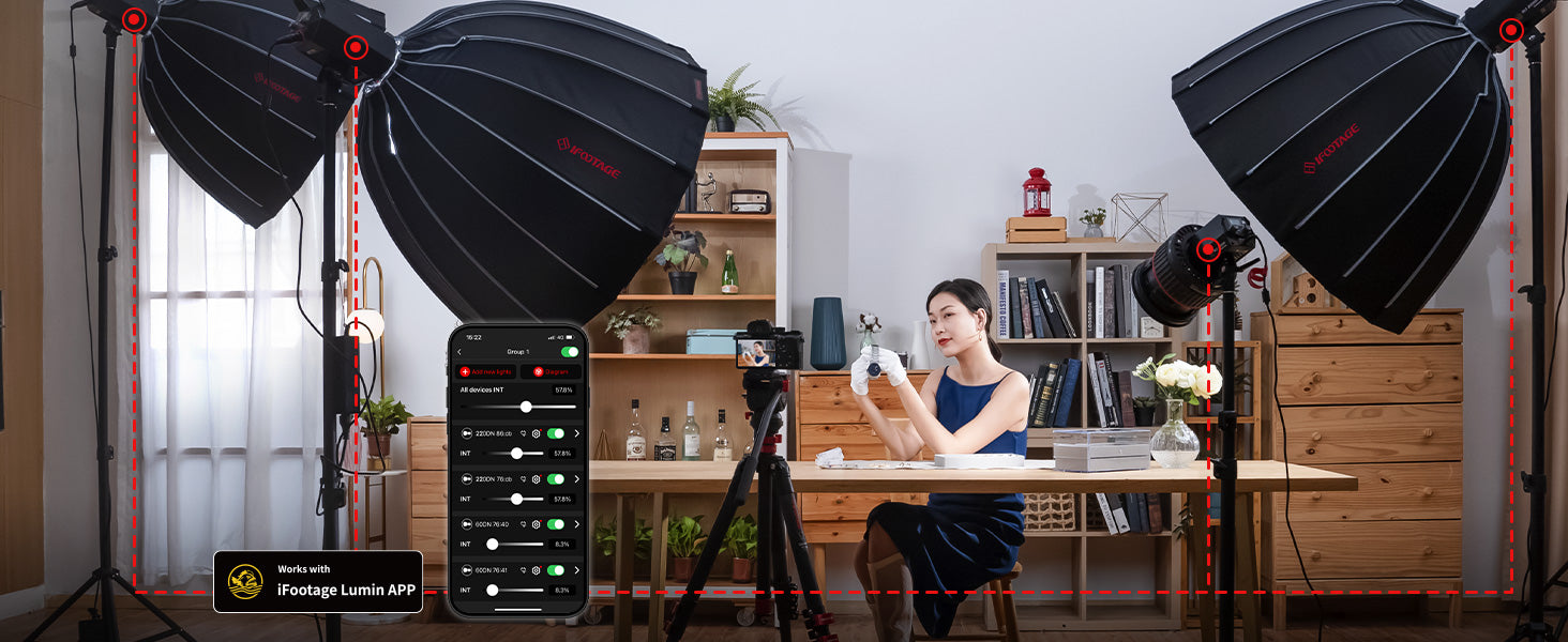 Ifootage COB Video Light SL1 60dn, CRI 98 Tlci 99 12200 LM, 70W COB Continuous Video Light with