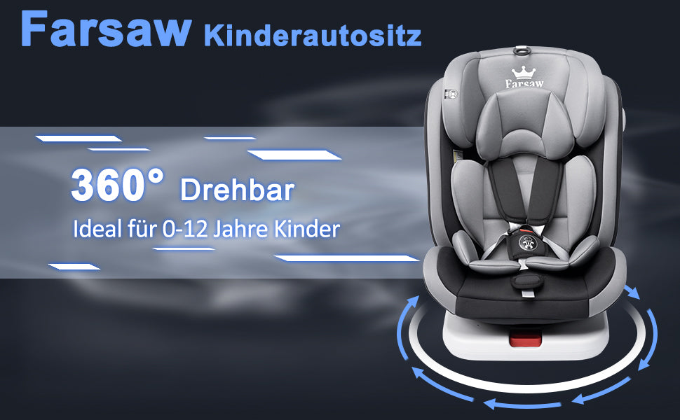 Ap01 Kl005 Child Seat 360 Baby Car Seat Rotatable Isofix, ECE R44 04, 9 36 kg 0 12 Years, 5 Point