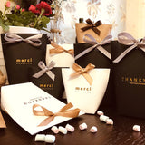 50pcs lot Black White Bronzing French Merci Paper Candy Bag Thank You Gift Candy Box Packaging