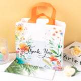 10pcs Thank You Gift Bag with Handles Plastic Floral Design Thank You Tote