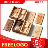 Jaster Crystal Wooden USB flash drive 3.0 pendrive 4GB 8GB 16gb 32gb 64gb 128gb Pen Drive Wedding