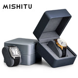 Mishitu Grids Watch Box PU Leather Watch Case Holder Organizer Storage Box for