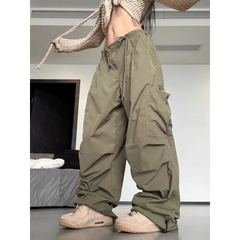 American Vintage Loose Cargo Pants Women Casual Street Personality Women's Cargo Pants Drawstring Design New Spring Trousers
