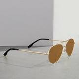 Men and Women Double Bridge Eyeglasses Frame Metal Oval Sun Shades Full Rim Spectacle Polarized Sunglasses For Optical Lenses