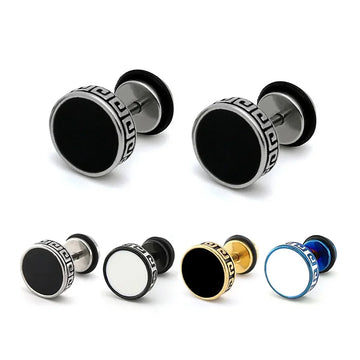 2pcs 316l Stainless Steel Vintage Flat Back Stud Earrings for Men Women