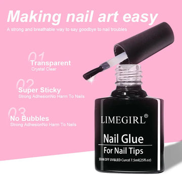 Limegirl Nail Tips Glue Gel 7.5ml uv Glue for false Nail Gel Polish Manicure