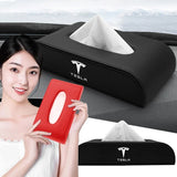 PU Leather Car Tissue Box Hanging VW badge Paper Towel Bag Storage For Tesla Model 3 S Y X Protector Keychain Auto Accessories