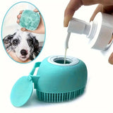 1 stuk zachte siliconen hondenbadborstel - zachte massage met shampoo-dispenser - efficiënte kattenverzorgingsborstel voor een pootjes-achtige reiniging