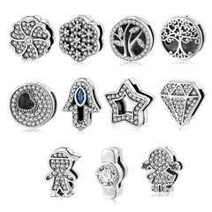 Fashion 925 Sterling Silver Clips Safety Chain Beads Fit Original Reflection Bracelet Charm Beads for Jewelry Making