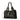 Braided Trim Black Leather Tote Bag with Gold Rivets & Front Zipper Pocket - Top Handle Work Purse for Women, Briefcase ﻿ ﻿