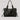 Braided Trim Black Leather Tote Bag with Gold Rivets & Front Zipper Pocket - Top Handle Work Purse for Women, Briefcase ﻿ ﻿