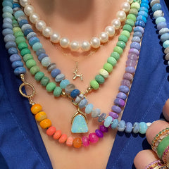 creative Punk Clara Gemstone Silk Knotted natural turkish semi-precious stone necklace Fashion Lady Jewelry Punk