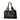 Braided Trim Black Leather Tote Bag with Gold Rivets & Front Zipper Pocket - Top Handle Work Purse for Women, Briefcase ﻿ ﻿